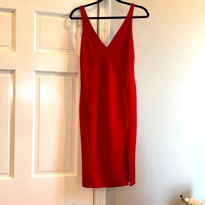 Red bodycon midi dress